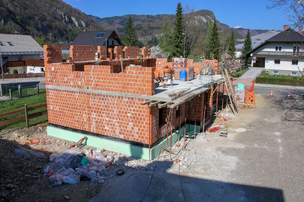 Casa Que Construye Con Ladrillos — Foto de Stock