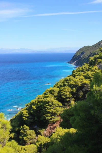 Belle Végétation Verte Sur Île Lefkada — Photo