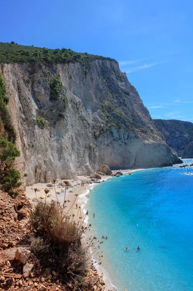 Plaża Porto Katsiki Wyspie Lefkada — Zdjęcie stockowe