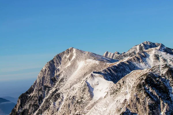 Snowcap Mountain Tops Sunny Day — Stock Photo, Image