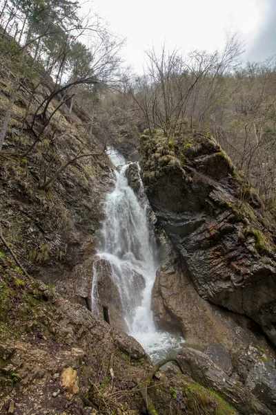Primeira Cachoeira Cânion Inferno Borovnica — Fotografia de Stock