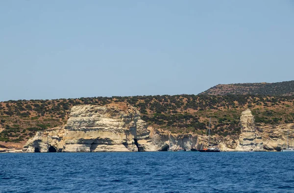 Kleftiko Plage Voilier Île Milos — Photo