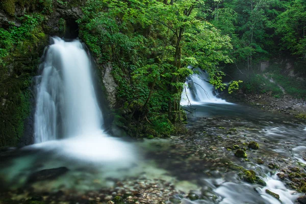 Két Kis Vízesés Bohinjska Bistrica — Stock Fotó