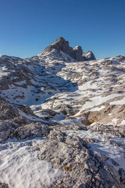 Planalto Montanha Hribarce Coberto Neve Início Primavera — Fotografia de Stock