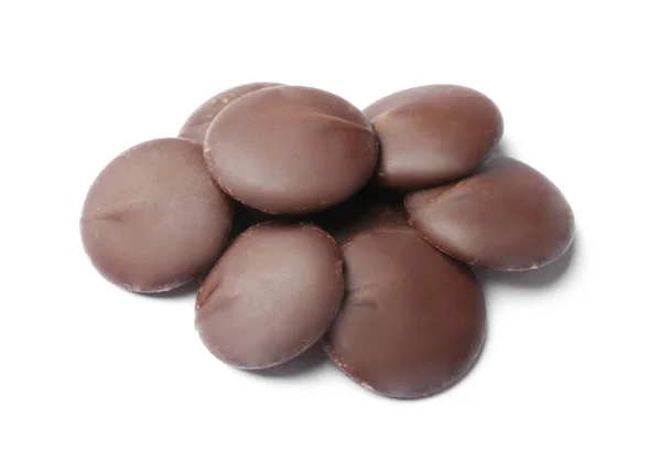 Deliziose Gocce Cioccolato Nero Sfondo Bianco — Foto Stock