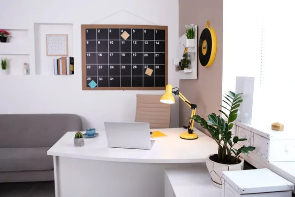 Stylish Workplace Interior Laptop Table — Stock Photo, Image