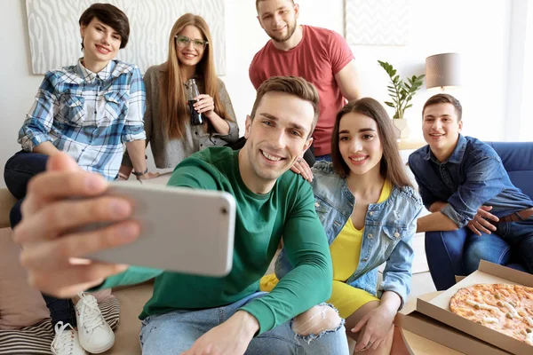 Happy Friends Taking Selfie Indoors — Stock Photo, Image