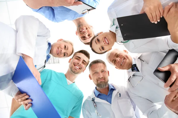 Group Doctors Light Background Bottom View Cardiology Conference — Stock Photo, Image