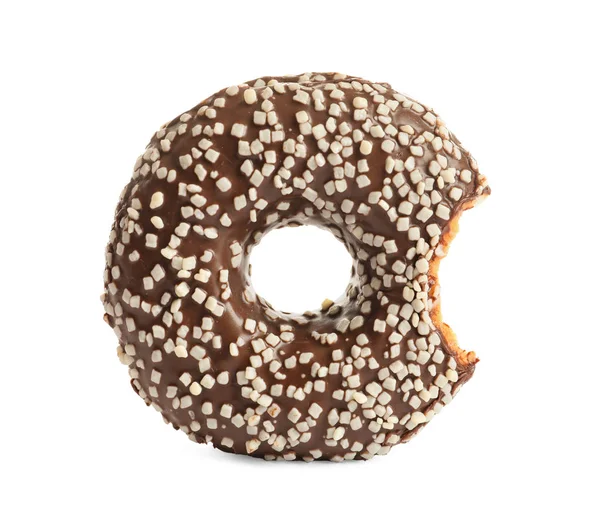 Delicious Bitten Doughnut Sprinkles White Background — Stock Photo, Image