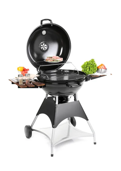 Modern Barbecue Grill Tasty Food White Background — Stock Photo, Image