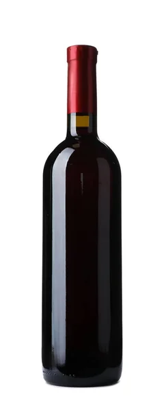 Bouteille Vin Rouge Cher Sur Fond Blanc — Photo