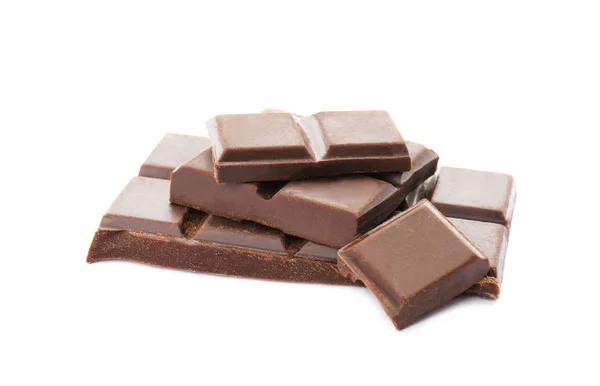 Vynikající Černá Čokoláda Bílém Pozadí — Stock fotografie