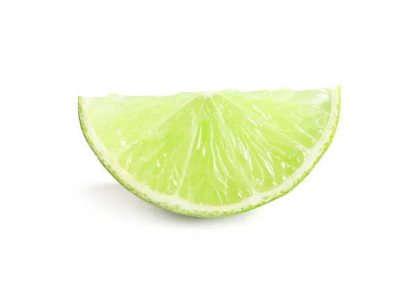 Slice Fresh Ripe Lime White Background — Stock Photo, Image