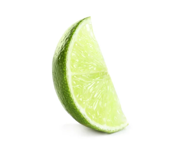 Slice Fresh Ripe Lime White Background — Stock Photo, Image