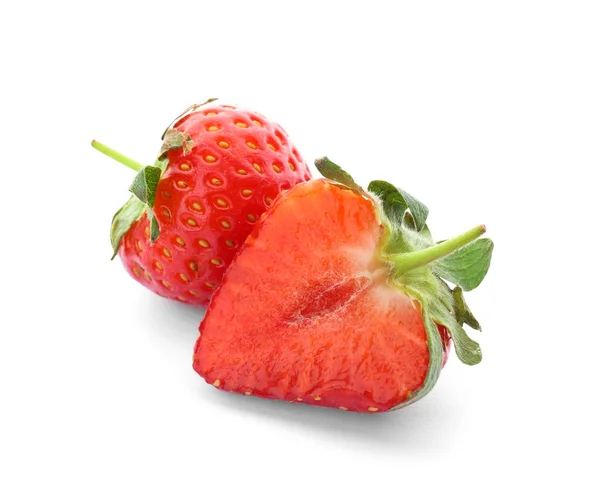 Heerlijke Rijpe Aardbeien Witte Achtergrond — Stockfoto