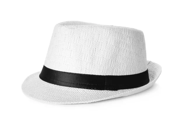 Cappello Estivo Sfondo Bianco Oggetto Spiaggia — Foto Stock