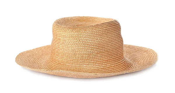 Cappello Estivo Sfondo Bianco Oggetto Spiaggia — Foto Stock