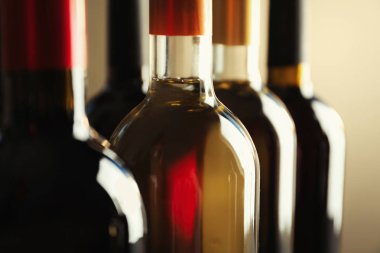 Şişe lezzetli şarap, closeup ile. Profesyonel sommelier