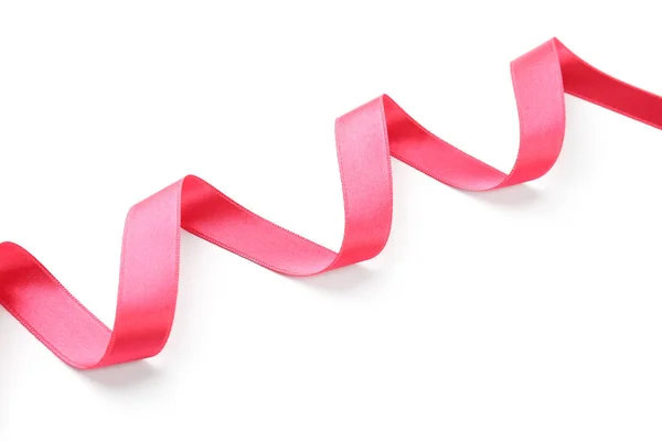 Simple Pink Ribbon White Background Festive Decoration — Stock Photo, Image
