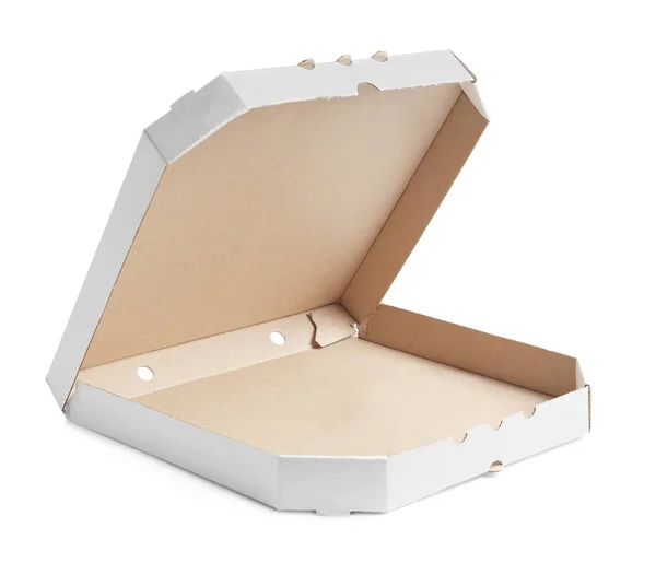 Beyaz Arka Plan Üzerine Açık Karton Pizza Kutusu — Stok fotoğraf