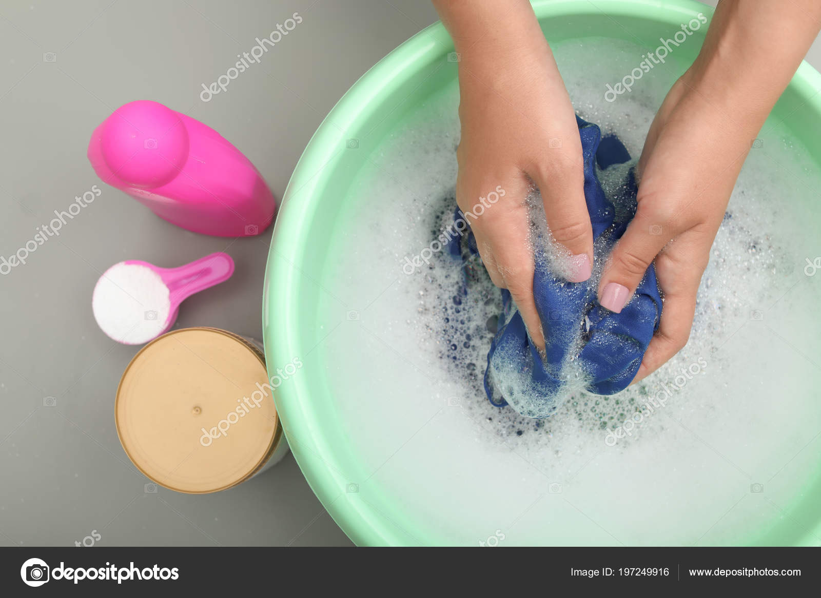 Woman Washing Color Clothes Basin Closeup Stock Photo by ??NewAfrica