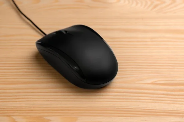 Modern Computer Mouse Wooden Background — Stock Photo, Image