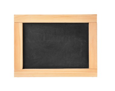 Küçük temiz kara tahta beyaz arka plan