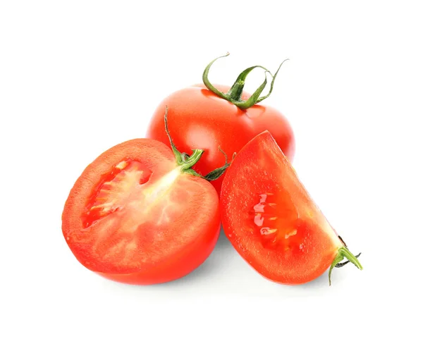 白色背景上新鲜成熟的红色西红柿 — 图库照片