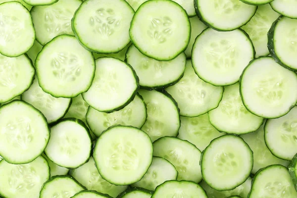 Viele Frische Gurkenscheiben Als Hintergrund — Stockfoto