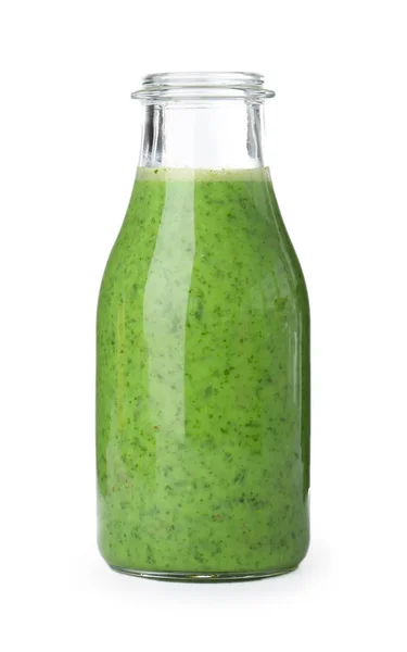 Flasche Mit Leckerem Detox Smoothie Auf Weißem Hintergrund — Stockfoto