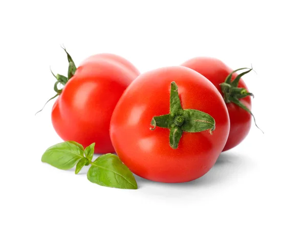 Pomodori Rossi Freschi Maturi Sfondo Bianco — Foto Stock