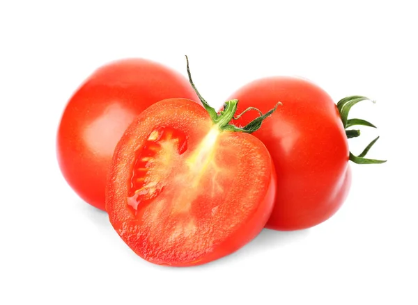 Frische Reife Rote Tomaten Auf Weißem Hintergrund — Stockfoto