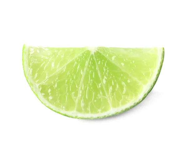 Slice Fresh Ripe Lime White Background — Stock Photo, Image
