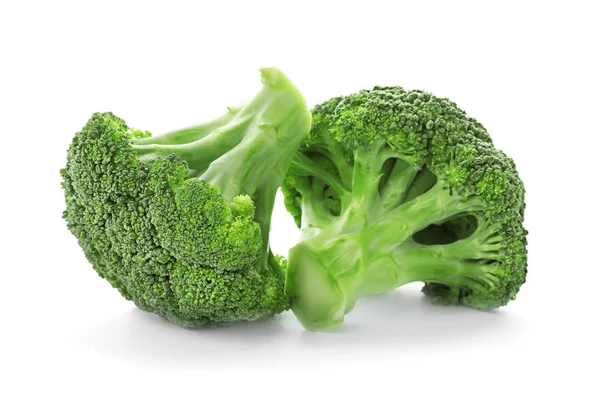 Świeże Zielone Brokuły Białym Tle Żywności Ekologicznej — Zdjęcie stockowe