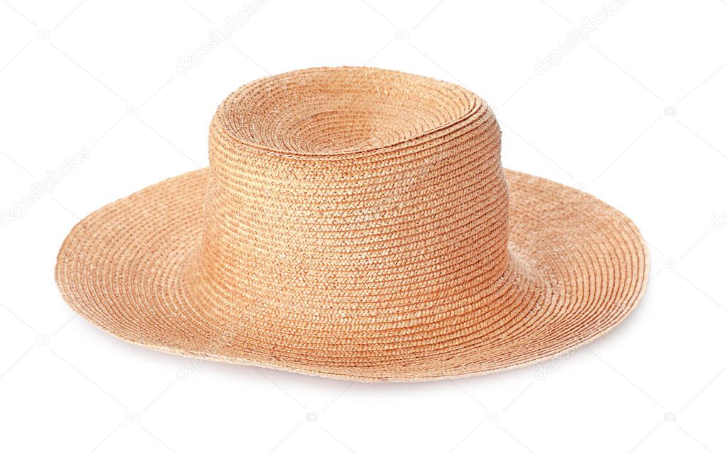 Summer hat on white background. Beach object