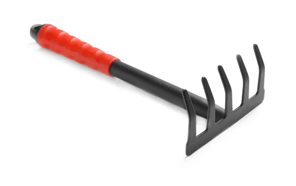 New Rake White Background Professional Gardening Tool — Stock Photo, Image