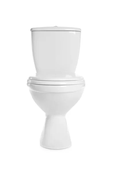 Neue Keramik Toilettenschüssel Auf Weißem Hintergrund — Stockfoto