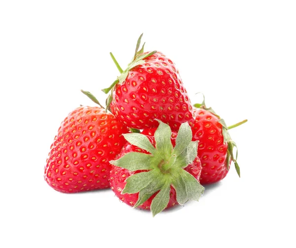 Köstliche Reife Erdbeeren Auf Weißem Hintergrund — Stockfoto