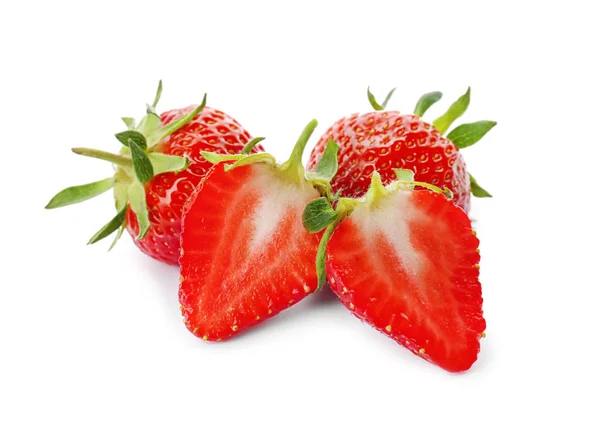 Φρέσκες Ώριμες Φράουλες Άσπρο Φόντο Υγιεινό Σνακ — Φωτογραφία Αρχείου
