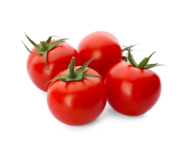 Verse Rijpe Rode Tomaten Witte Achtergrond — Stockfoto