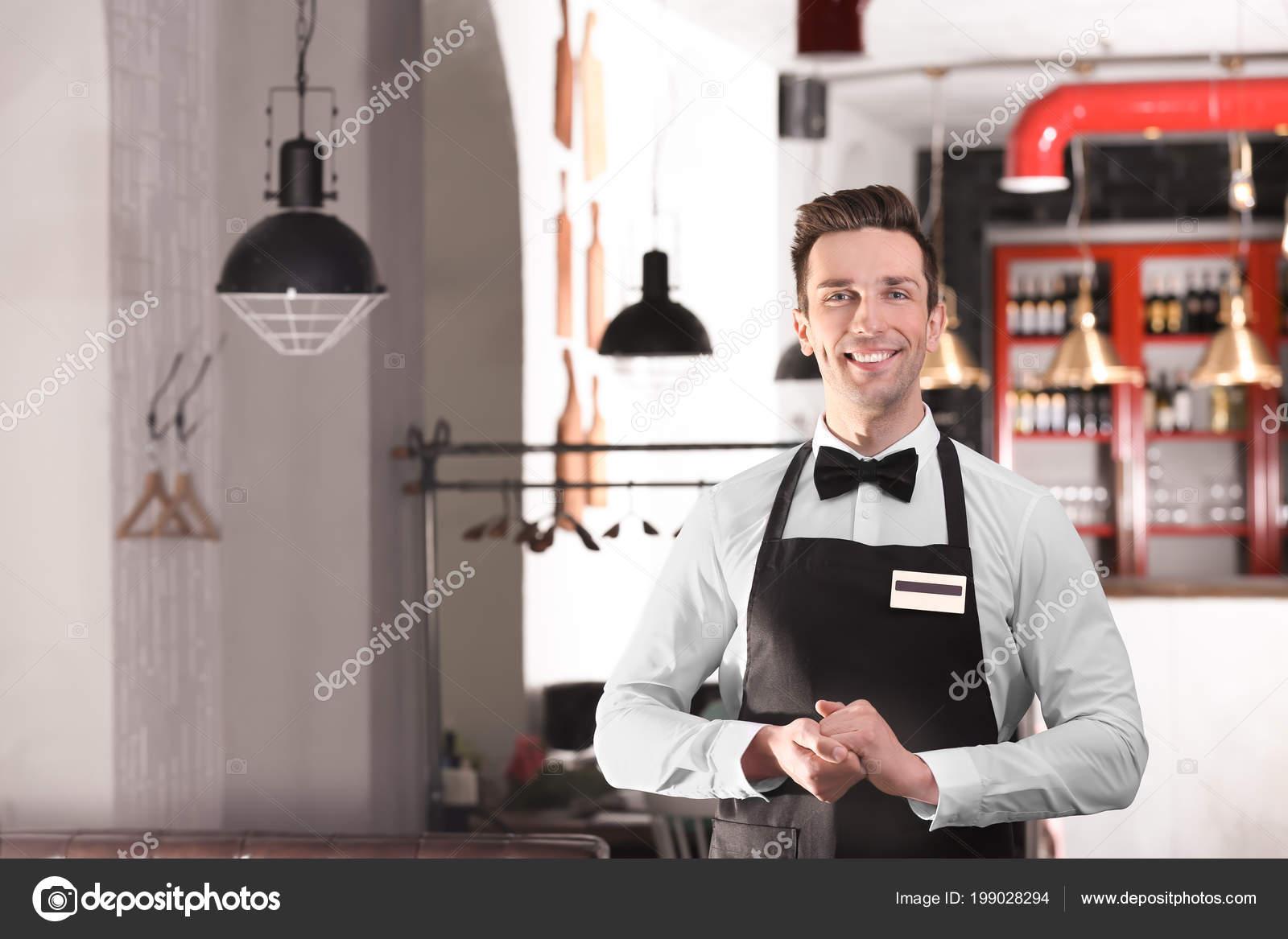 Waiter Elegant Uniform Workplace Stock Photo by ©NewAfrica 199028294