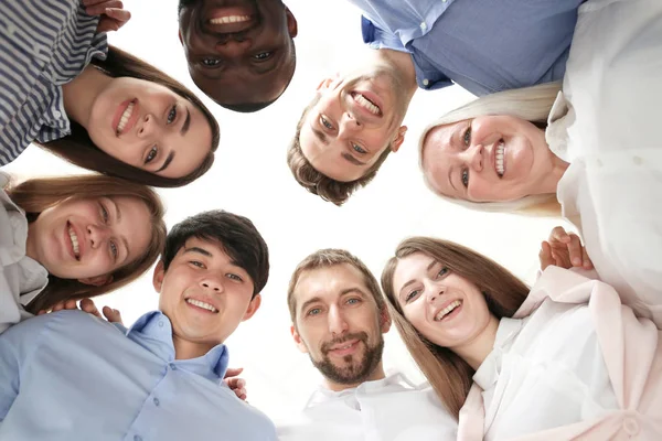 People Standing Together Light Background Bottom View Unity Concept — Stock Photo, Image