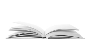 Beyaz arkaplan üzerine sert kapaklı kitabı aç