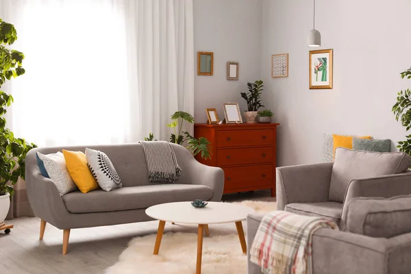 Elegant Living Room Interior Comfortable Sofa Armchairs — Stock Photo, Image