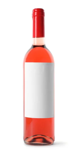 Garrafa Vinho Delicioso Com Rótulo Branco Fundo Branco — Fotografia de Stock