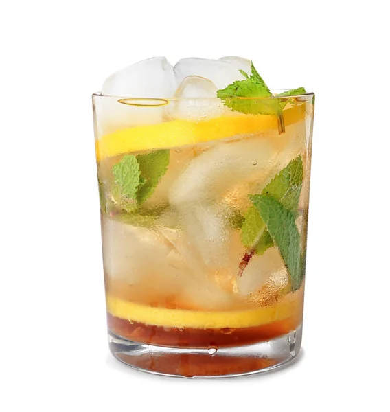 Glas Van Mint Julep Cocktail Witte Achtergrond — Stockfoto