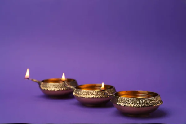 Diwali Diya Lampade Argilla Sfondo Colore — Foto Stock