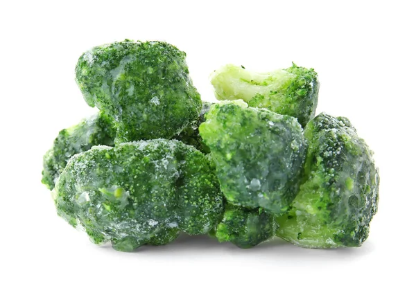 Frozen Broccoli White Background Vegetable Preservation — Stock Photo, Image