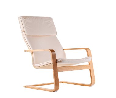 Beyaz arka plan üzerinde rahat koltuk. İç öğesi