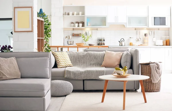 Modern mutfak ile şık daire iç. Ev tasarımı için fikir